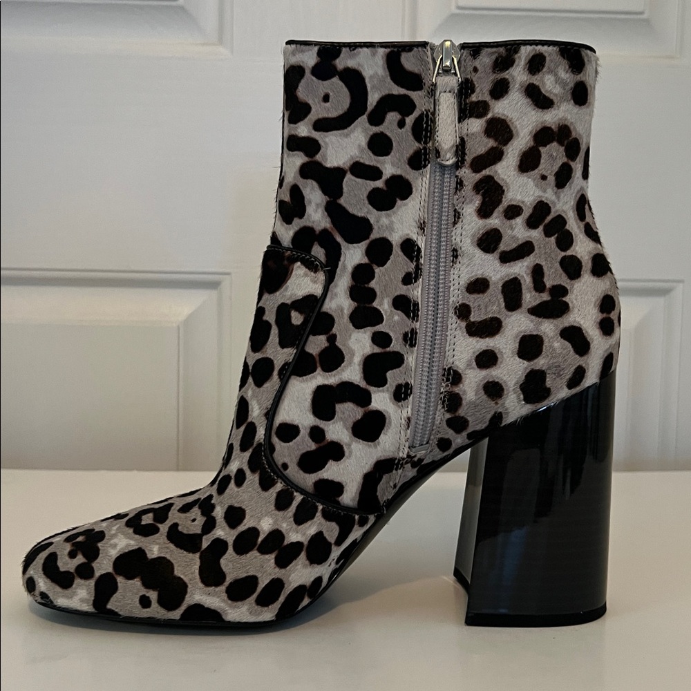 Nine West Jilene Black/Grey Leopard Print Boots Size 10 - Picture 2 of 9
